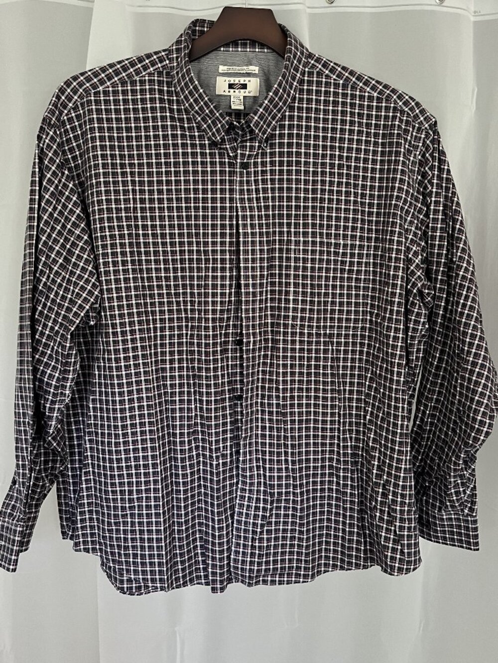 Joseph Abboud Non-Iron Plaid Button-Up Shirt XXXL Classic Fit 100% Cotton